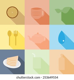 set of Food and Drink vector illustration