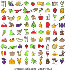 Set of food and drinks icons