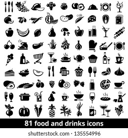 Set of food and drinks icons. Vector illustration.