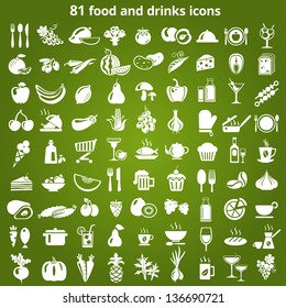 Set of food and drinks icons. Vector illustration.