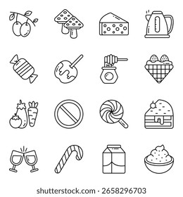 Conjunto de iconos lineales de Comida y bebida 


