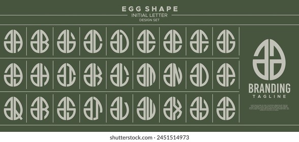 Set of food egg shape lowercase letter A AA logo design