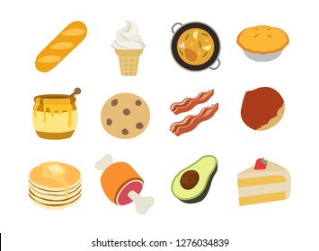 Set of food emojis vector