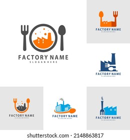 Set of Food Factory logo design vector, Creative Factory logo design Template Illustration