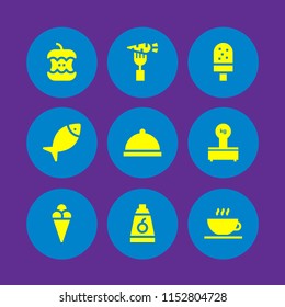 set with food, fish and food and restaurant vector icons for web and mobile app