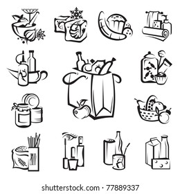 set of food and goods icons