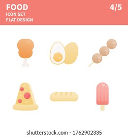 Set of food icon. Food flat icons. Vector illustration.