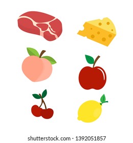 Set of food icon vector illustration flat style isolated on white background
