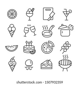 Set of food icon vector illustration isolated modern outline on white background 