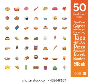 Set of food icons in set