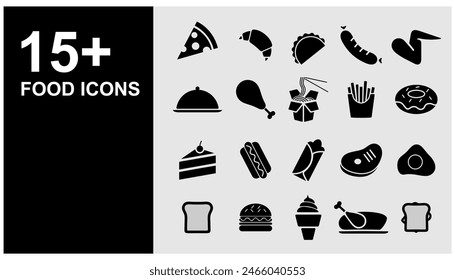 set of Food icons collection. for web and applications Containing meal, feast ,fast food, junk food, restaurant, dishes and fruits icon, . Vector illustration