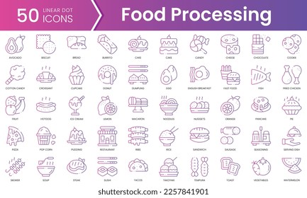 Set of food icons. Gradient style icon bundle. Vector Illustration