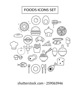 set of food icons set illustration