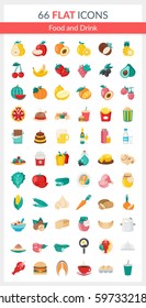 Set of food icons. It includes fruit, vegetables, first dishes, main dishes, fast food,drinks. Set can be used in various fields of cooking. Restaurants, menus, web application,infographics and other.