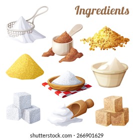 Set of food icons. Ingredients for cooking