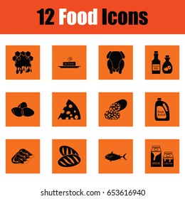 Set of food icons. Orange design. Vector illustration.