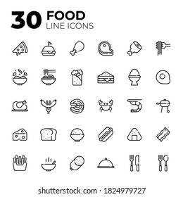 Set of Food icons. Outline style Food icons.