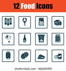 Set of food icons. Shadow reflection design. Vector illustration.
