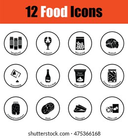 Set of food icons.  Thin circle design. Vector illustration.
