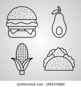 Set of Food Icons Vector Illustration Isolated on White Background
