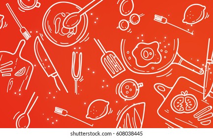 Set Of Food Icons Vector Pattern 