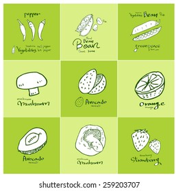 Set of food ingredients - vector illustrations