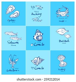 Set of food ingredients - vector illustrations