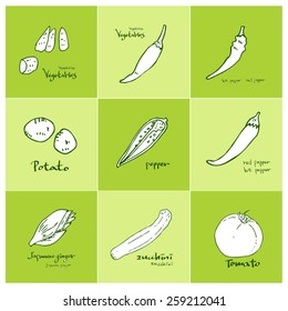 Set of food ingredients - vector illustrations