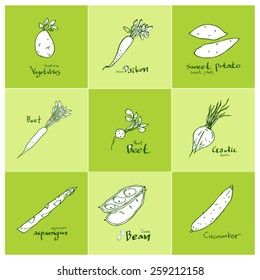 Set of food ingredients - vector illustrations