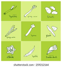 Set of food ingredients - vector illustrations