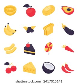 Set of Food Isometric Icons

