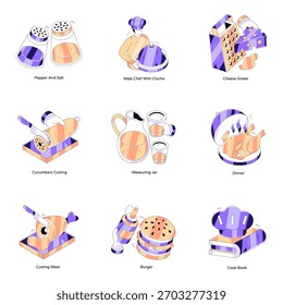 Set of Food Isometric Illustrations