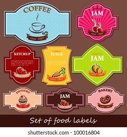 set of food labels