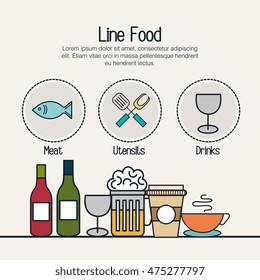 set food line isolated icons vector illustration design
