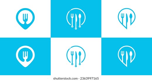 Set food logo design with creative style concept Premium Vector