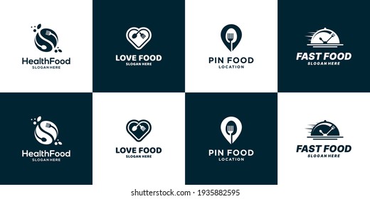 Set of food logo design icon symbol
