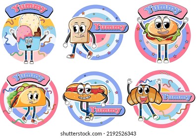 Set of food logo with word icon illustration