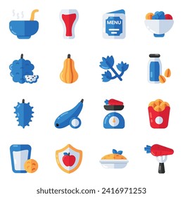 Set of Food and Meal Flat Icons

