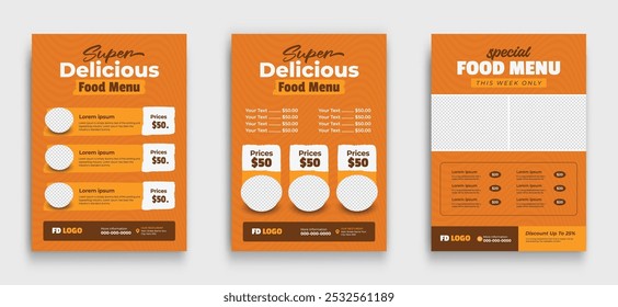 Set of Food menu and restaurant flyer design template