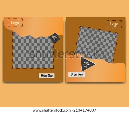 set of food menu templates on a brown background, for editable social media posts, grid photo frames for social media marketing
