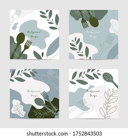Set Food Nature shape creative backgrounds design,Memphis style,Design background for social media post, cover, print and wallpaper.