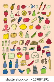 Set of food objects