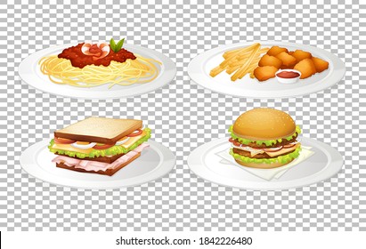 Set of food on transparent background illustration