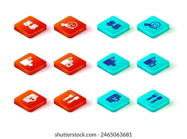 Set Food ordering, Fork and spoon, Online delivery, Clock 24 hours and Coffee cup to go icon. Vector