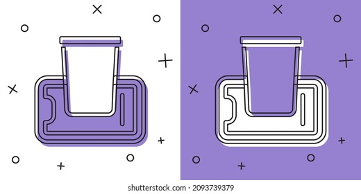 Set Food ordering on mobile icon isolated on white and purple background. Order by mobile phone. Restaurant food delivery concept.  Vector