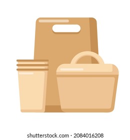 Un conjunto de envases de alimentos sobre la superficie blanca	