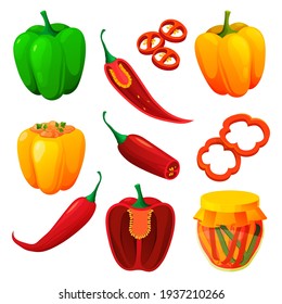 Set of food from pepper, spicy vegetable products