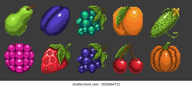 Set Food Pixel Art Vector Illustration Stock Vector (Royalty Free ...