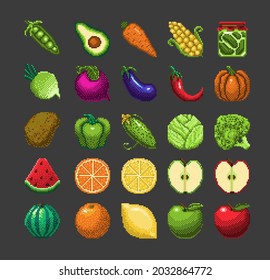 Set Food Pixel Art Vector Illustration Stock Vector (Royalty Free ...