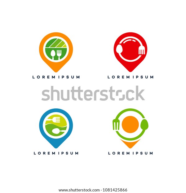 Set Food Point Logo Designs Concept Stock Vector Royalty Free 1081425866